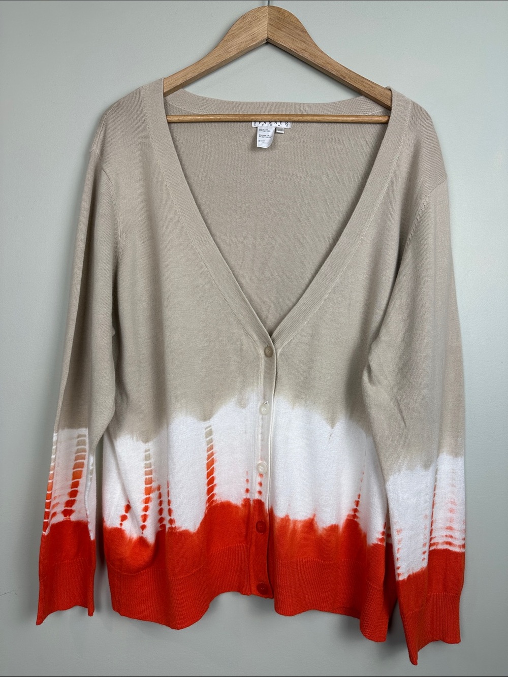 SPANNER Linen Cotton Beige White Orange Cardigan button up boho Beachy natural